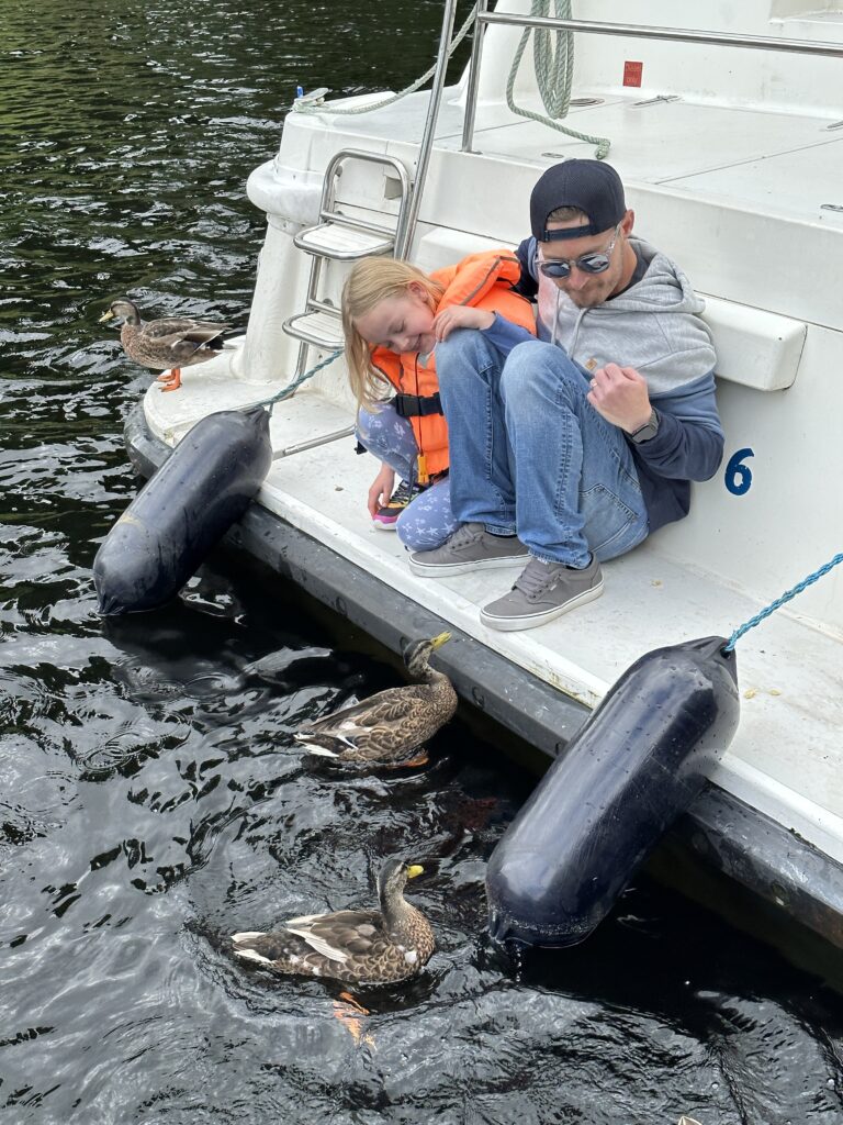 Ducks at Fort Augustus from a Le Boat houseboat